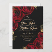 Invitation Bourgogne et noir Rose rouge Mariage Floral (Devant)