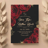Invitation Bourgogne et noir Rose rouge Mariage Floral