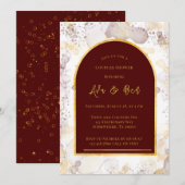 Invitation Bourgogne et or Alcool Arche d'encre Couples Douch (Devant / Derrière)