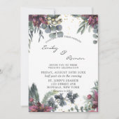 Invitation Bourgogne et or Aquarelle Florale Mariage Invit (Devant)
