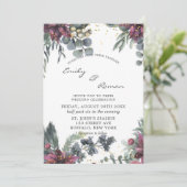 Invitation Bourgogne et or Aquarelle Florale Mariage Invit (Debout devant)