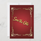 Invitation Bourgogne et Or Effet de Texte 3D Save the Date (Dos)