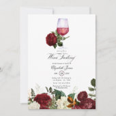 Invitation Bourgogne et or Floral Vins à thème Fête des marié (Devant)