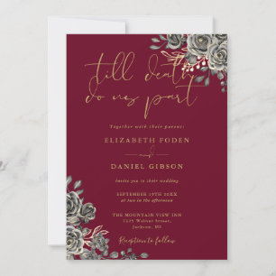 Invitation Bourgogne Et Or Gothique Rose Mariage Floral
