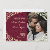 Invitation Bourgogne et or Vintage Mariage baroque (Devant)