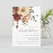 Invitation Bourgogne et Orange Fête des mariées Florale d'aut (Debout devant)