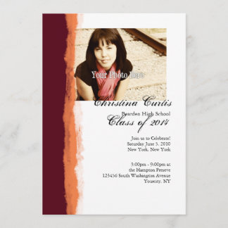 Invitation Bourgogne et Orange Torn Paper Graduation