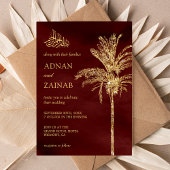 Invitation Bourgogne et Parties scintillant d'or Date Palm Mu