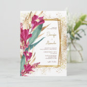 Invitation Bourgogne et Parties scintillant d'or Mariage étin (Debout devant)