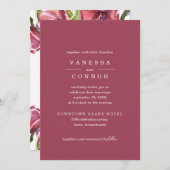 Invitation Bourgogne et pavots Elegant Boho Floral Mariage (Devant / Derrière)