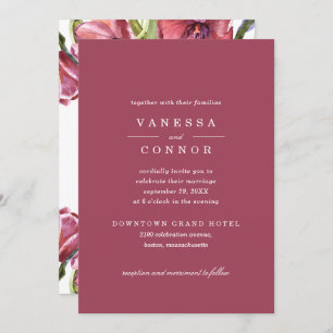 Invitation Bourgogne et pavots Elegant Boho Floral Mariage
