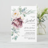 Invitation Bourgogne et pivoines blanches Fête des mariées fl (Debout devant)