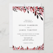 Invitation Bourgogne et Rose Blush mariage de automne (Devant)