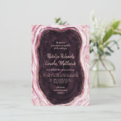 Invitation Bourgogne et Rose Gold Geode Agate Marbre Mariage (Debout devant)