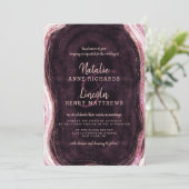 Invitation Bourgogne et Rose Gold Geode Agate Slice Mariage (Debout devant)