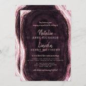 Invitation Bourgogne et Rose Gold Geode Agate Slice Mariage (Devant / Derrière)