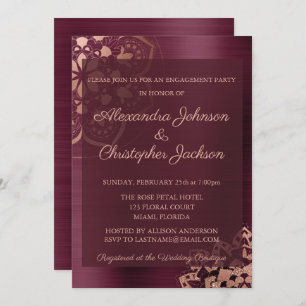 Invitation Bourgogne et Rose Gold Mandala