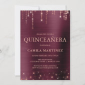 Invitation Bourgogne et Rose Gold Quinceanera Party (Devant)
