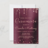 Invitation Bourgogne et Rose Gold Quinceanera Party (Devant)
