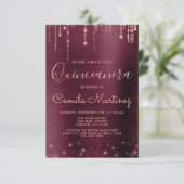 Invitation Bourgogne et Rose Gold Quinceanera Party (Debout devant)