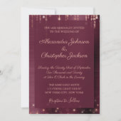 Invitation Bourgogne et Rose Gold Sparkle Mariage (Devant)