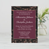 Invitation Bourgogne et Rose Gold String Mariage (Debout devant)