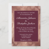 Invitation Bourgogne et Rose Mariage Gold Fall Leaf (Devant)