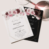 Invitation Bourgogne et rose pâle 6 Ele Mariage floral