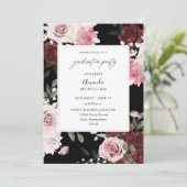 Invitation Bourgogne et rose pâle 6 Floral Graduation Party B (Debout devant)