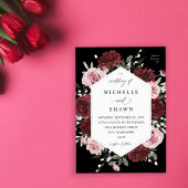 Invitation Bourgogne et rose pâle 6 Mariage floral - Noir