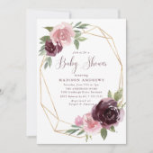 Invitation Bourgogne et rose pâle | Baby shower (Devant)