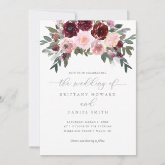 Invitation Bourgogne et rose rose Mariage