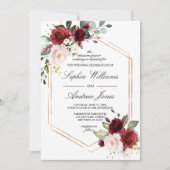 Invitation Bourgogne et rose rose pâle (Devant)