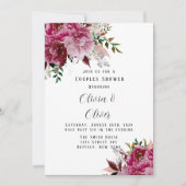 Invitation Bourgogne et rose vif Couples Peony Couples (Devant)