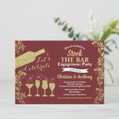 Invitation Bourgogne et stock d'or à la fête de fiançailles d (Debout devant)