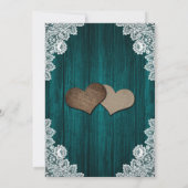 Invitation Bourgogne et Turquoise dentelle de bois Mariage Fl (Dos)