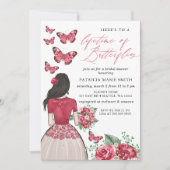Invitation Bourgogne Fête des mariées de la vie des papillons (Devant)