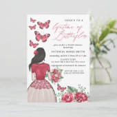 Invitation Bourgogne Fête des mariées de la vie des papillons (Debout devant)