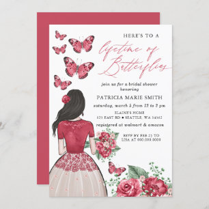 Invitation Bourgogne Fête des mariées de la vie des papillons