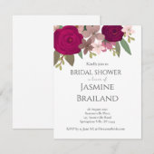 Invitation Bourgogne Fête des mariées des fleurs du jardin (Devant / Derrière)