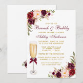 Invitation Bourgogne Fête des mariées Florale Brunch Bubbly G (Devant / Derrière)