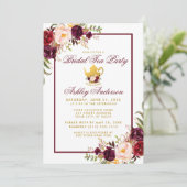 Invitation Bourgogne Fête des mariées Tea Party Gold Invitati (Debout devant)