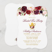 Invitation Bourgogne Fête des mariées Tea Party Gold Invitati (Devant / Derrière)