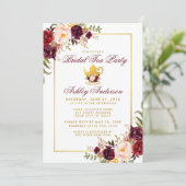 Invitation Bourgogne Fête des mariées Tea Party Gold Invitati (Debout devant)