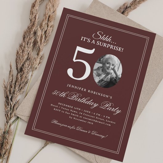 Invitation Bourgogne | Fête surprise pour 50 ans
