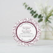 Invitation Bourgogne feuille motif moderne mariage (Debout devant)