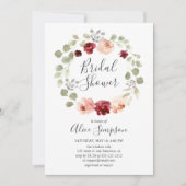 Invitation Bourgogne Fleur verte Fête des mariées Eucalyptus (Devant)