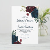 Invitation Bourgogne & Fleurs de marine Fête des mariées en b (Debout devant)