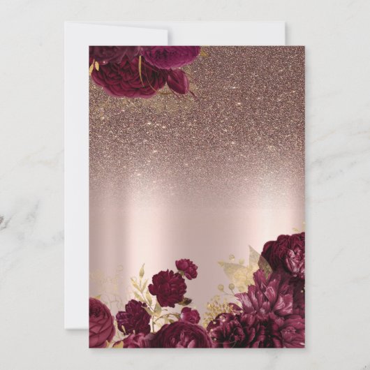 Invitation Bourgogne Fleurs Parties scintillant Rose Or 60e a (Dos)