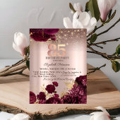 Invitation Bourgogne Fleurs Parties scintillant Rose Or 85e a